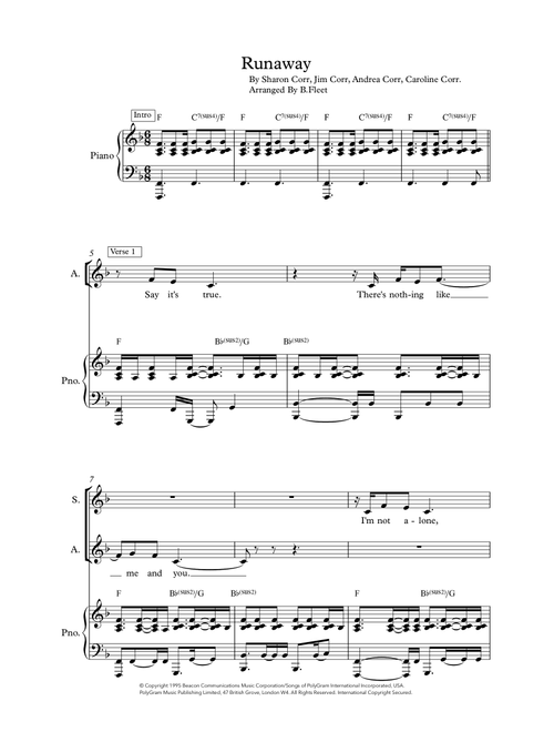 Runaway (Arr. B.Fleet) - The Corrs (Choral, Mixed Choir)