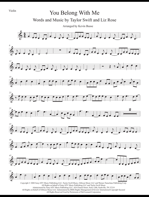 You Belong With Me (Arr. Kevin Busse) - Taylor Swift (Violin Solo)