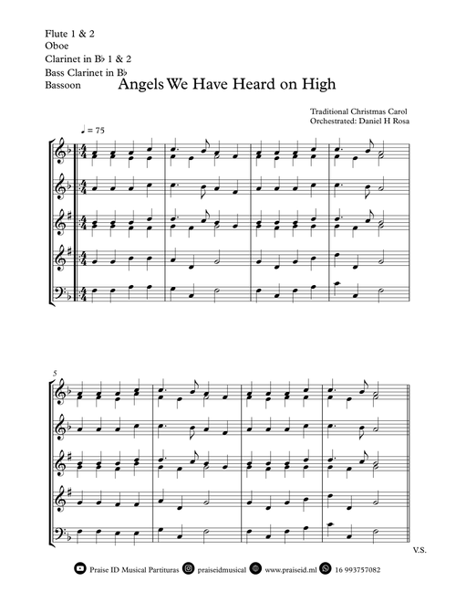 Angels We Have Heard on High - Gloria in Excelsi Deo - Christmas Carol - Woodwind Quartet (Arr. Daniel H Rosa) - Traditional Christmas Song (Woodwind Ensemble)