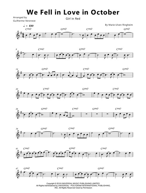 We Fell In Love In October (Arr. Guilherme Veroneze) - Girl In Red (Lead Sheet - Fake Book)