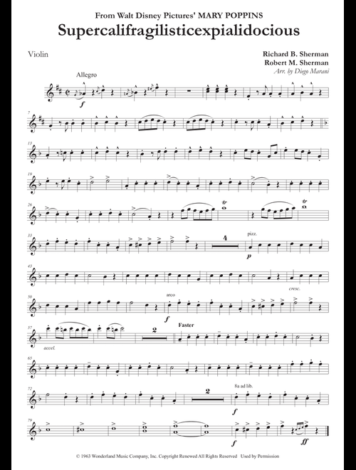 Supercalifragilisticexpialidocious (Arr. Diego Marani) - Richard M. Sherman, Robert B. Sherman (Violin and Piano)