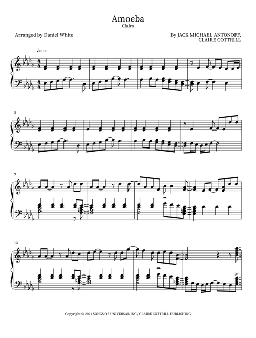 Amoeba (Arr. Daniel White) - Claire Cottrill, Jack Michael Antonoff (Piano Solo)