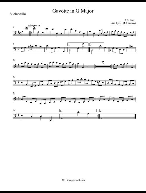 Gavotte in G Major (Arr. Nick Lacanski) - Bach, J. S. (String Ensemble)
