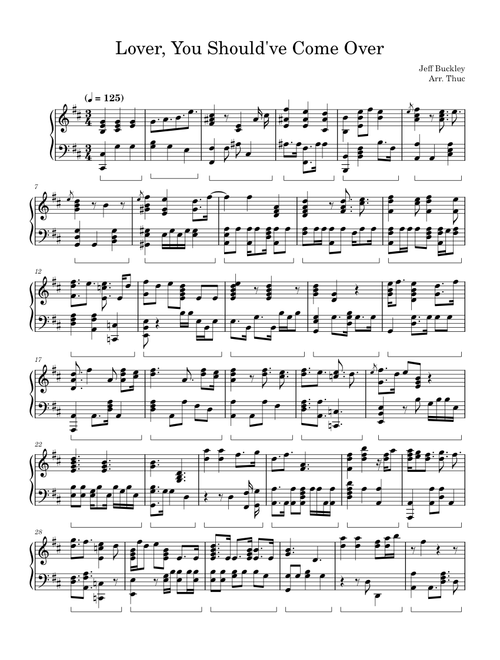 Lover, You Should've Come Over – Jeff Buckley (Piano Solo)
