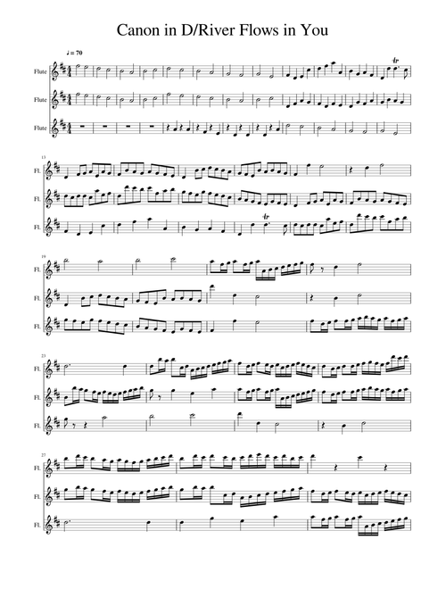 Canon in D / River Flows in You Mashup for Flute Trio