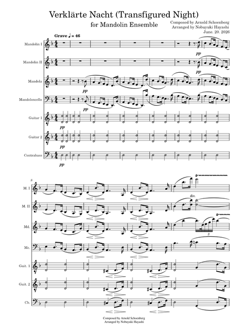 Verklärte Nacht, Op.4 – Arnold Schoenberg for Mandolin Ensemble