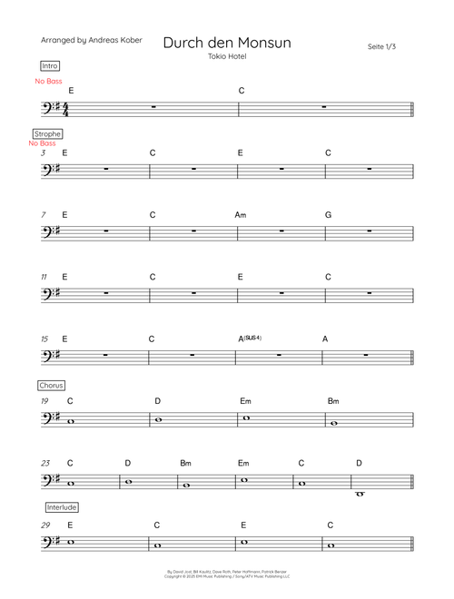 Durch Den Monsun (Arr. Andreas Kober) - Tokio Hotel (Instrumental Solo)