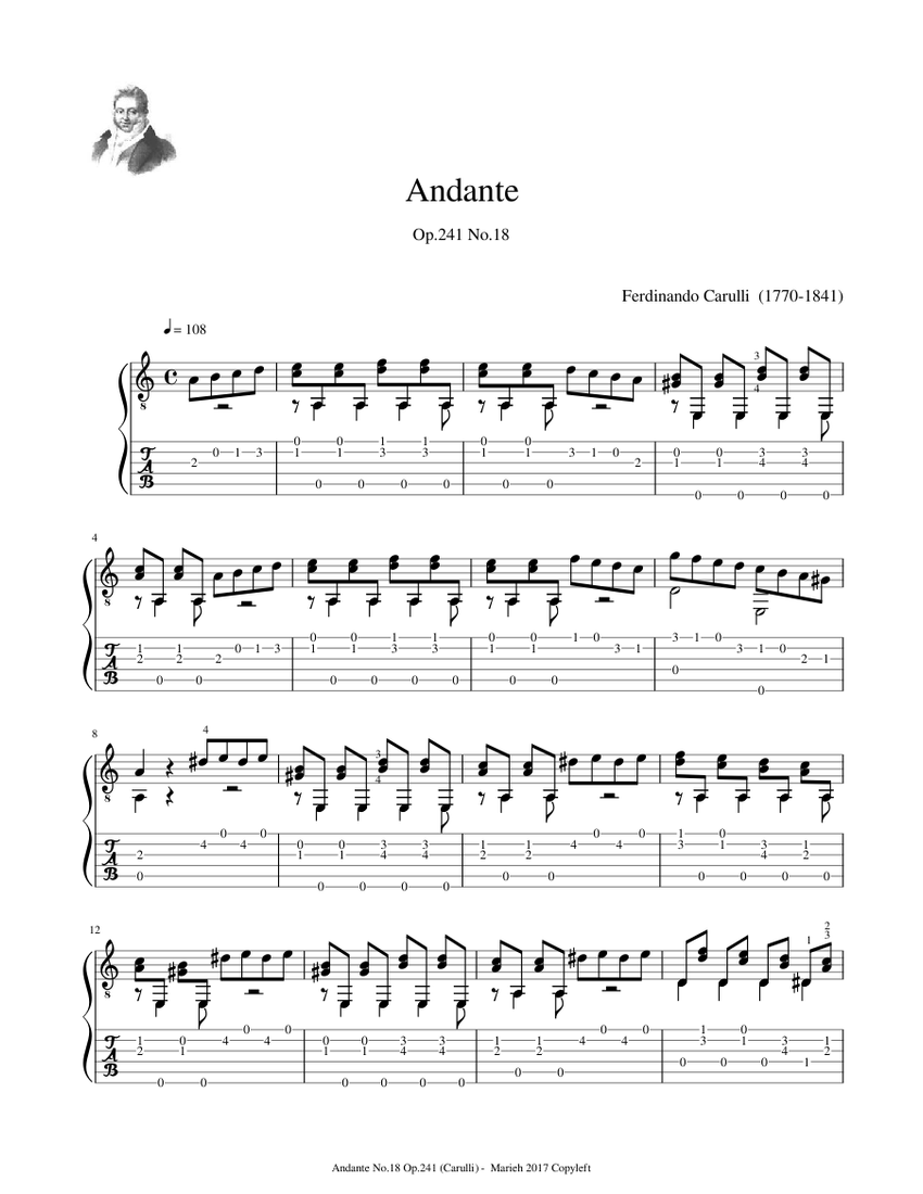 Andante Op.241 No.18 - Ferdinando Carulli (1770 - 1841