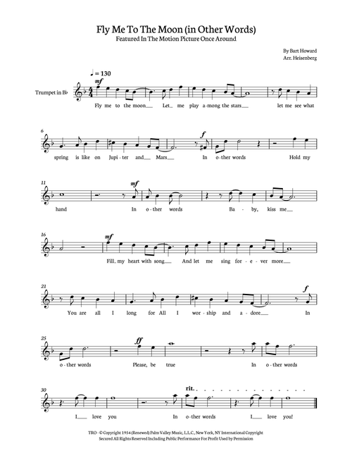 Fly Me To The Moon (in Other Words) (Arr. Heisenberg) - Tony Bennett (Trumpet Solo)