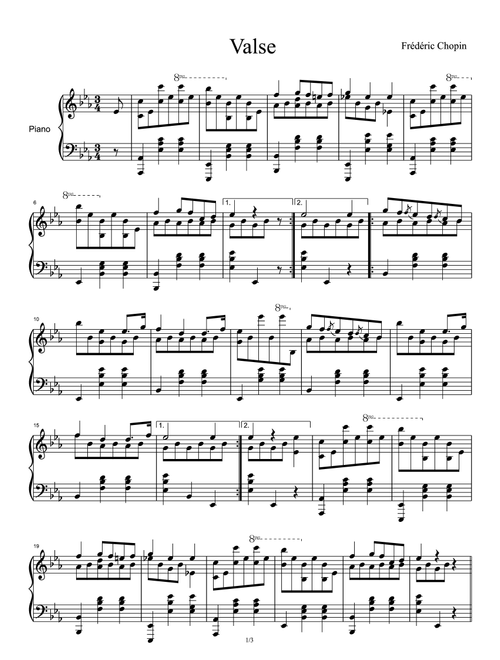 Waltz No. 17 in E flat major B.46 - Frédéric Chopin (Piano Solo)