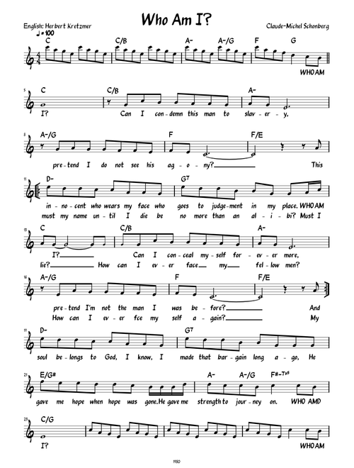 Who Am I? (From Les Miserables) (Lead sheet with lyrics )
