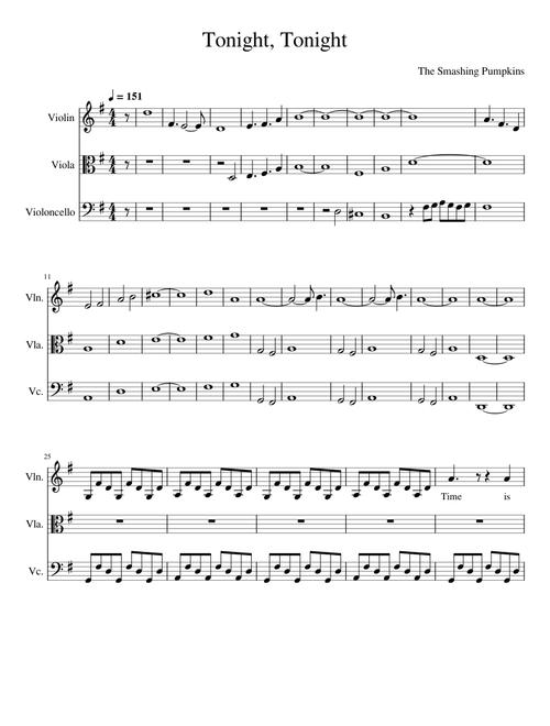 Tonight, Tonight - The Smashing Pumpkins (trio: violin, viola, cello)