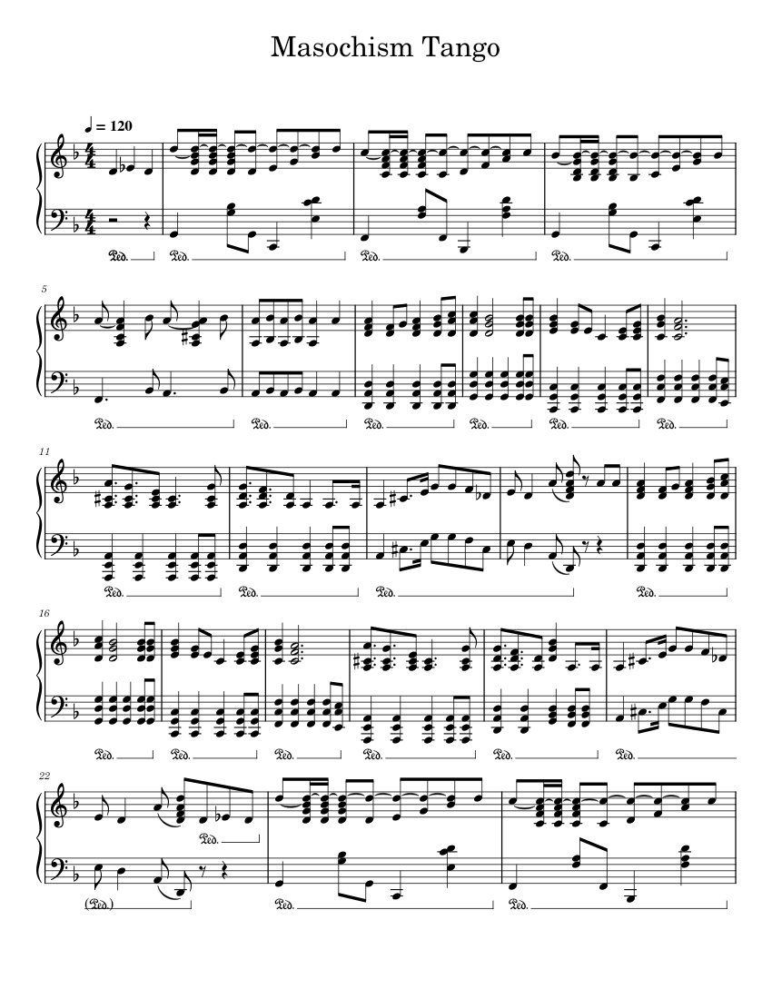 Masochism Tango Sheet music for Piano Solo Musescore