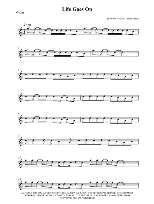 Life Goes On (Arr. Wesley S. SIlva) - Oliver Tree (Violin Solo)
