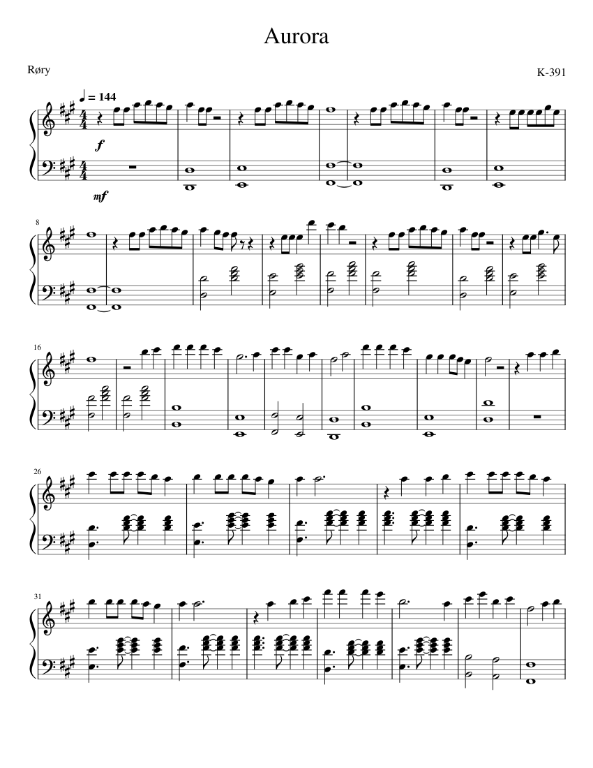 aurora様　まとめ楽譜 aurora様 まとめ楽譜 Aurora Sheet Music for Piano (Solo) Easy