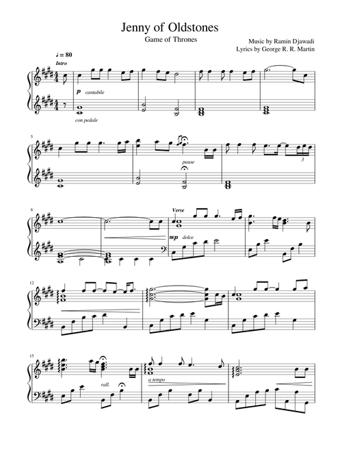 Jenny of Oldstones - Game of Thrones (Pianox)