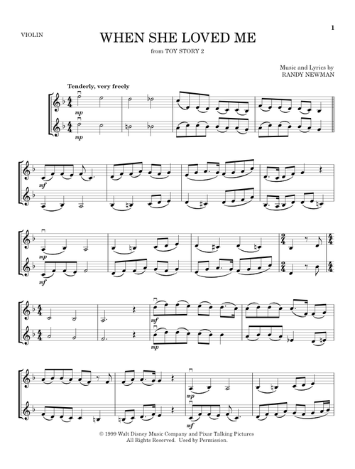 When She Loved Me (from Toy Story 2) - Sarah McLachlan (Violin Duet)