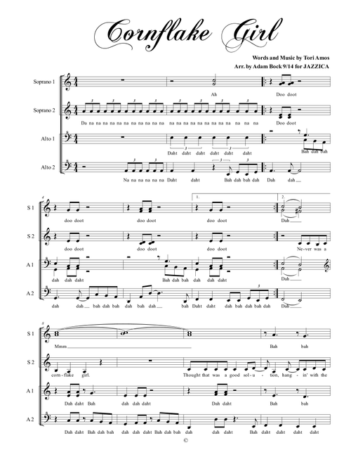 Cornflake Girl (Arr. Adam Bock) - Tori Amos (Choral, SSAA)