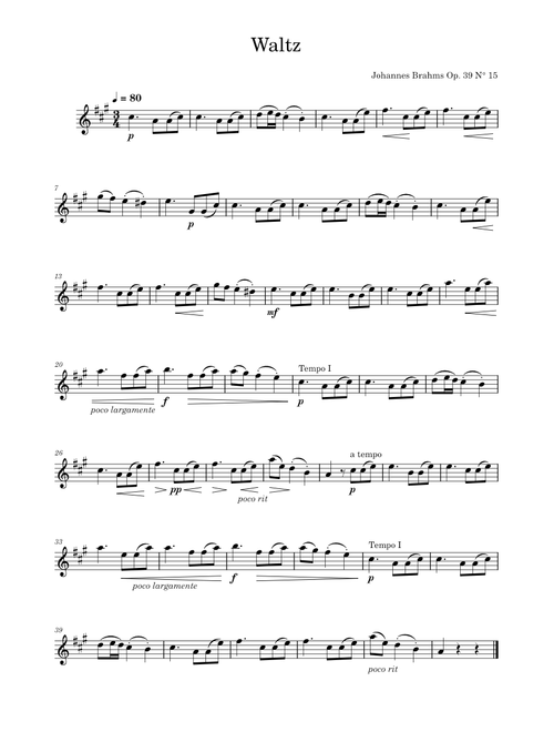 Waltz Op. 39 No. 15 – Johannes Brahms Waltz Brahms