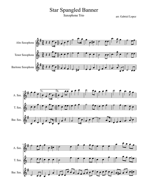 Star Spangled Banner: Saxophone Trio