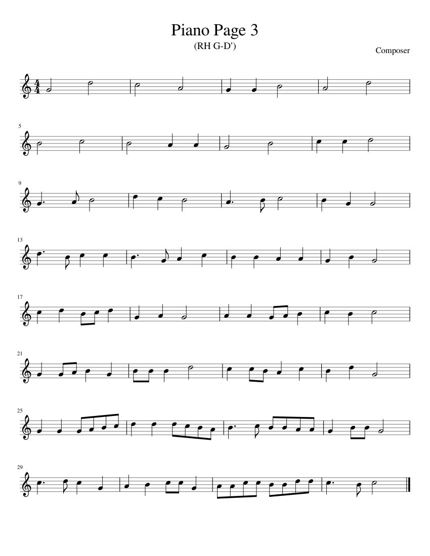 Piano Page 3 Sheet music for Piano (Solo) | Musescore.com