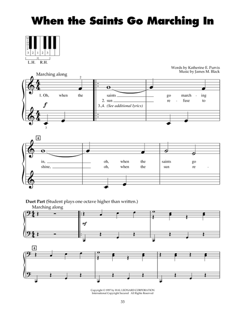 When The Saints Go Marching In - Katherine E Purvis, James M Black (5-Finger Piano)