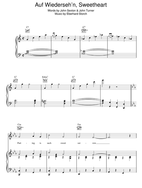 Auf Wiederseh'n, Sweetheart - Vera Lynn (Piano-Vocal-Guitar (Piano Accompaniment))