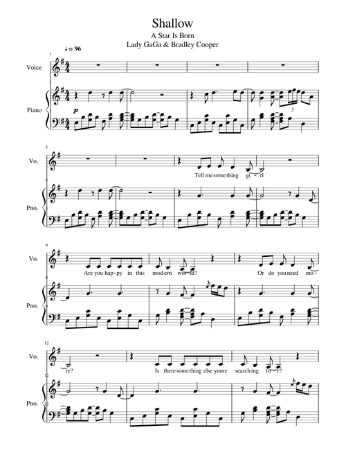 Lady GaGa - Shallow [piano/vocal]