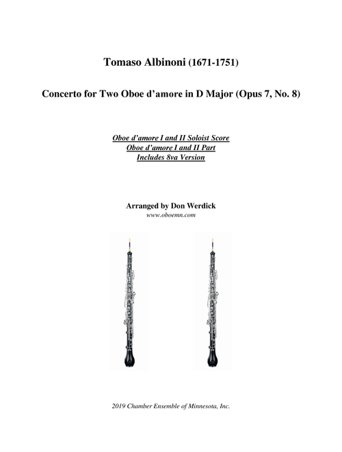 Concerto for Two Oboe d’amore in D Major, Op. 7 No. 8 (Arr. Don Werdick (1946 - )) - Tomaso Albinoni (1671-1751) (Small Ensemble)