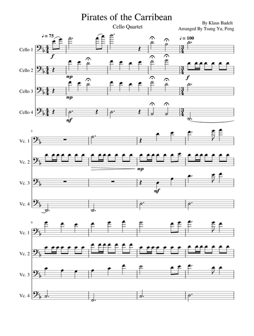 Pirates of the Caribbean Cello Quartet
