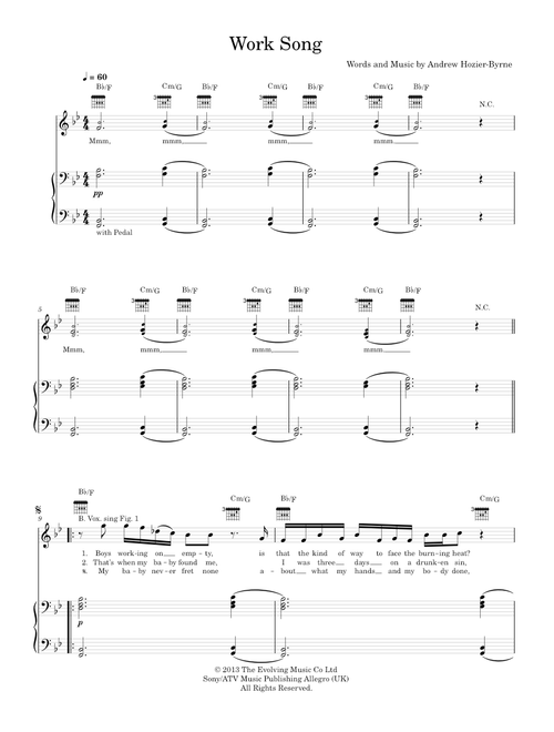 Work song - Hozier (Piano-Voice-Guitar)