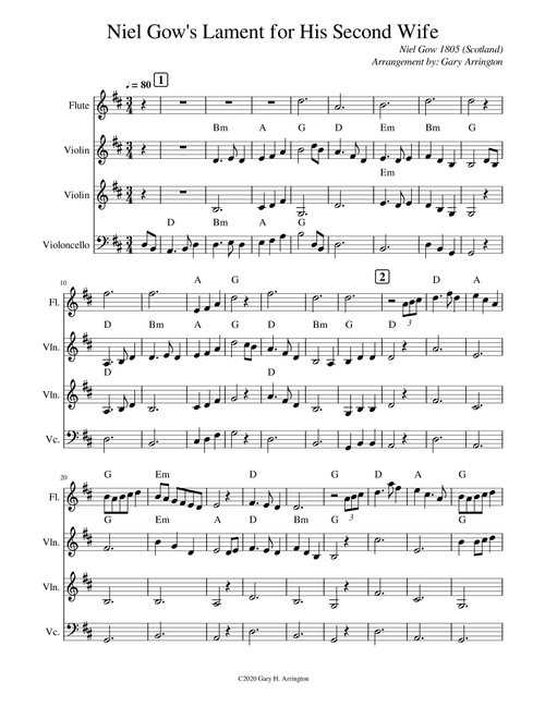 Neil Gow's Lament for the Death of His Second Wife (Arr. Gary Arrington) (Small Ensemble)