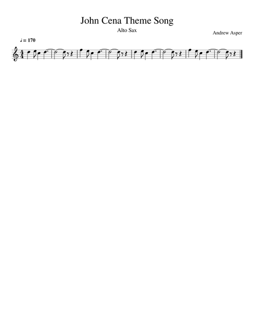 John Cena Theme Song (Excerpt) [Alto Sax]