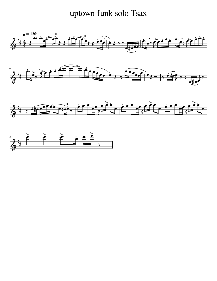 Uptown Funk – Paul Murtha Sheet Music for Saxophone tenor (Solo ...
