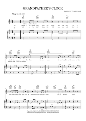 大きな古時計 初心者用楽譜 Sheet Music for Piano (Solo) Easy