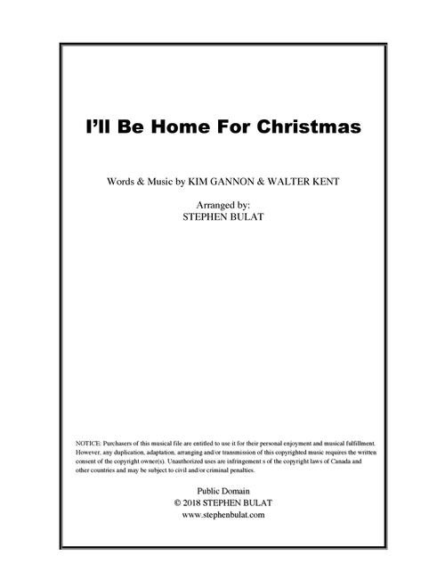 I'll Be Home For Christmas (Arr. Stephen Bulat) - Rascal Flatts (Piano-Vocal-Guitar)