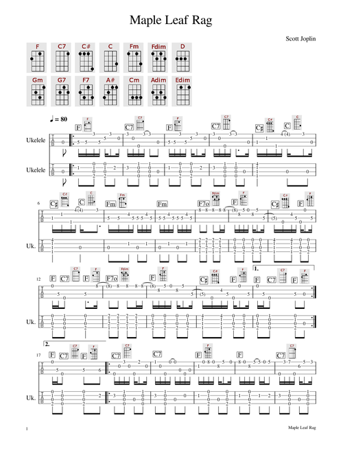 Maple leaf rag – Scott Joplin - ukulele duet