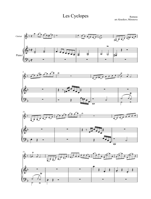 Les Cyclopes (Arr. Ignat Krasikov) - Jean Phillipe Rameau (Clarinet and Piano)