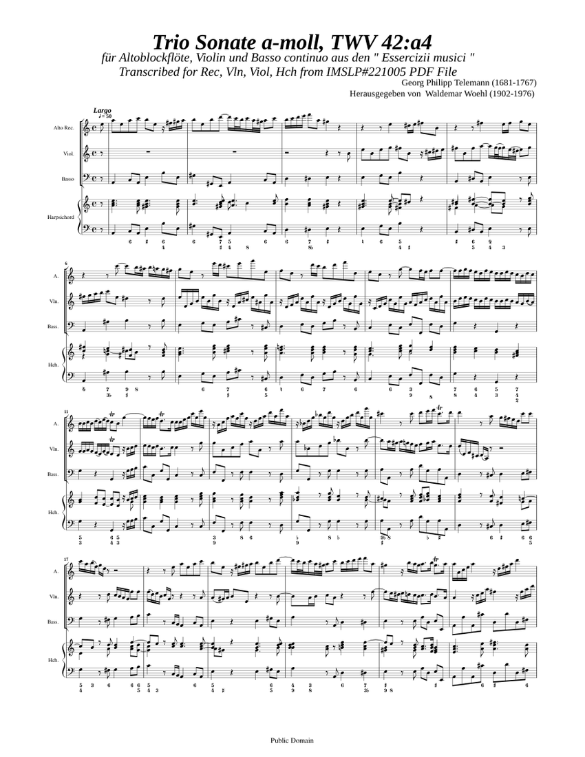 Telemann, G.P. _ Trio Sonata a-moll, TWV 42:a4 [Rec, Vln, Viol