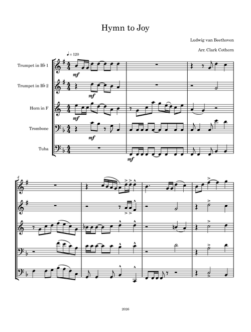 Hymn to Joy (Arr. Clark Cothern) - Ludwig Van Beethoven (Brass Ensemble)