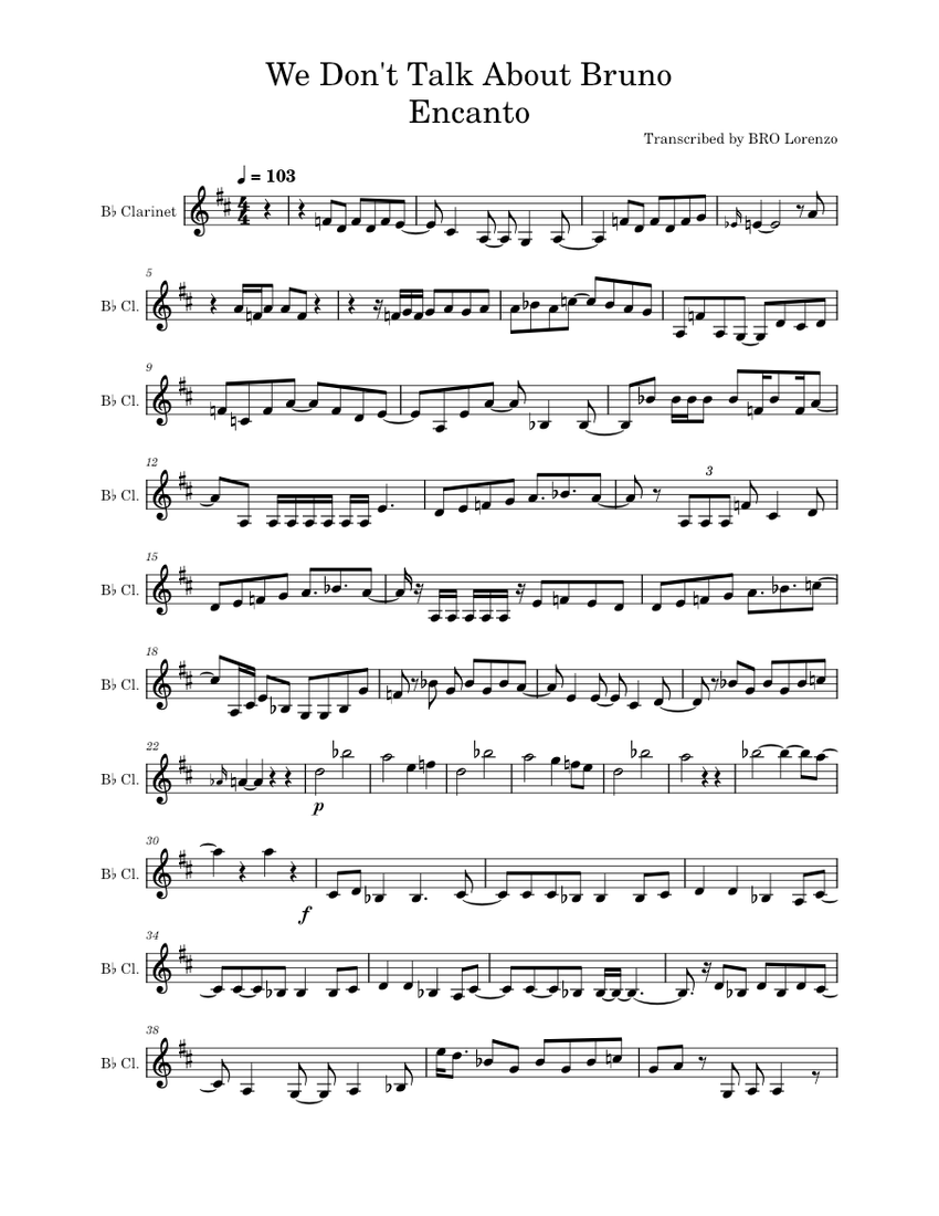 We Don't Talk About Bruno // Encanto // Bb Sheet music for