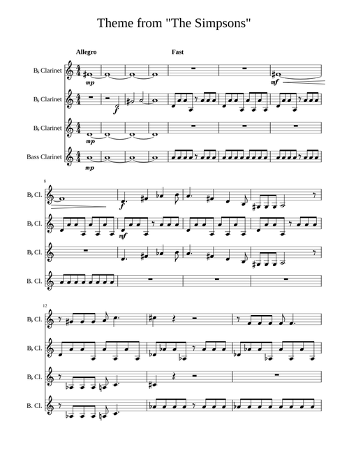 "The Simpsons" Clarinet Quartet