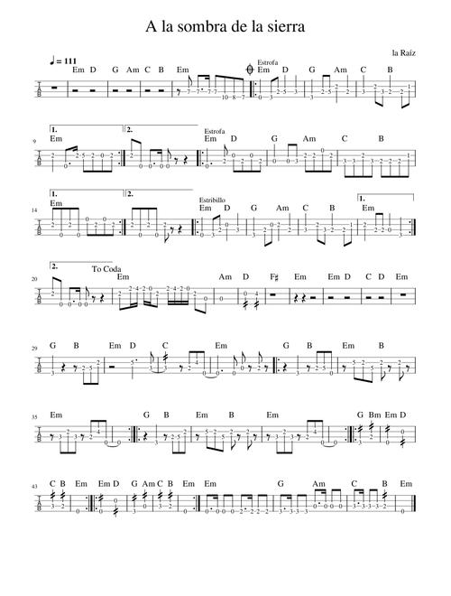 A la sombra de la sierra – La Raíz (bass tab)