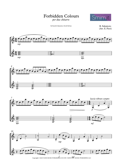 Forbidden Colours (Arr. Edoardo Pieri) - Ryuichi Sakamoto, David Sylvian (Instrumental Duet)