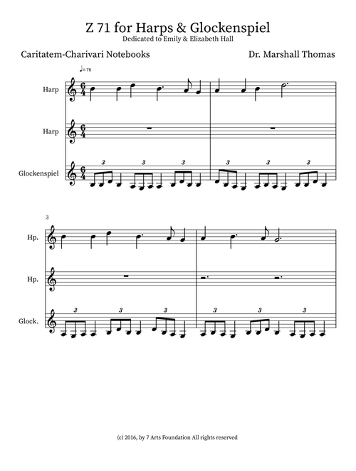 Z 71 for Harps & Glockenspiel - Celebrity Chamber Players (Small Ensemble)