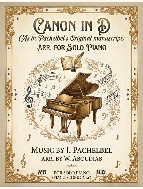 Canon in D (As in Pachelbel's Original Manuscript) – Arranged for Solo Piano (Arr. Wajdi Abou Diab) - J Pachelbel (Piano Solo)