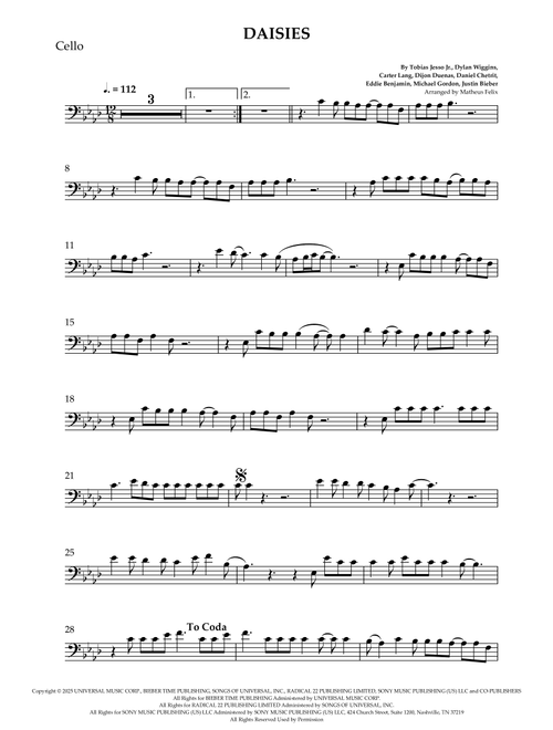 Daisies (Arr. Matheus Felix) - Justin Bieber (Cello Solo)