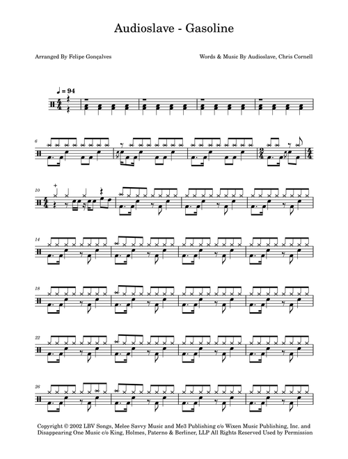 Gasoline (Arr. The Ninja) - Audioslave (Drums)