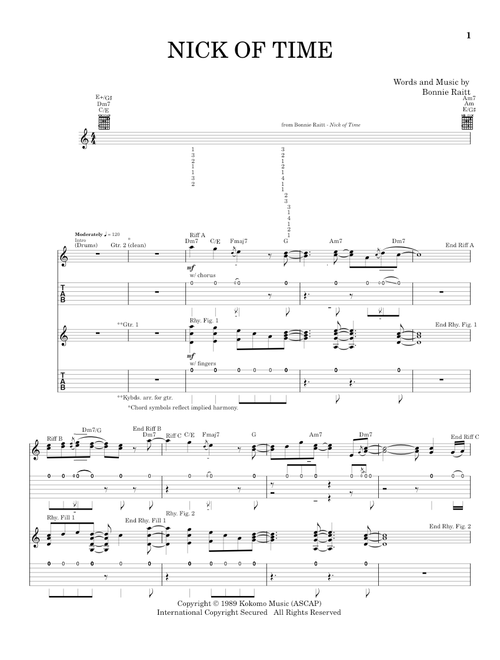 Nick Of Time - Bonnie Raitt (Guitar Tab)