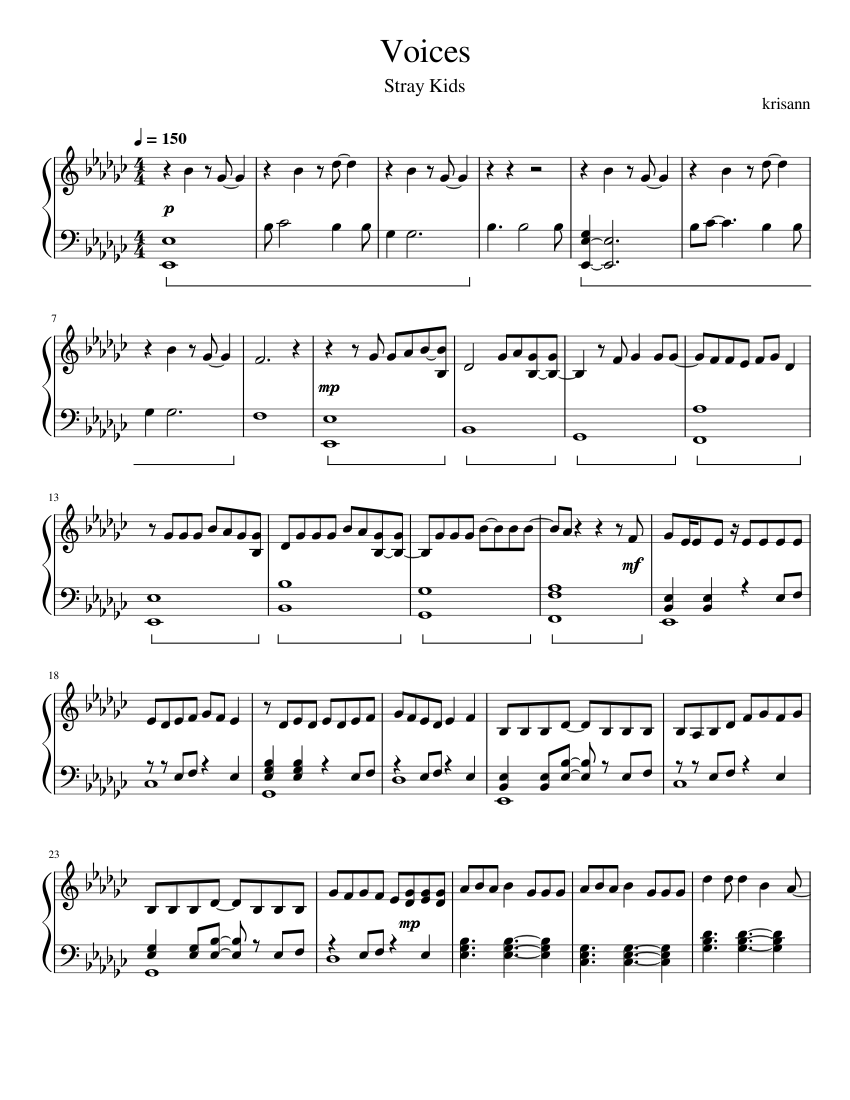 Voices - Stray Kids Sheet Music for Piano (Solo) | MuseScore.com